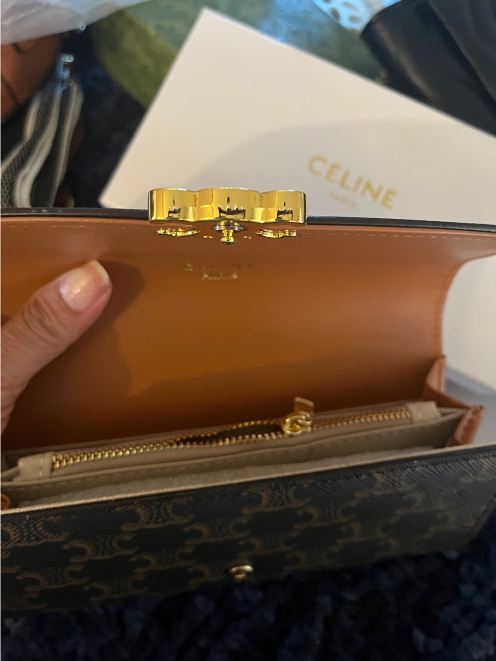 Women’s Beige Leather Wallet with Gold Hardware
